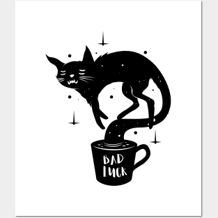 Bad luck , black cat and coffee Posters and Art